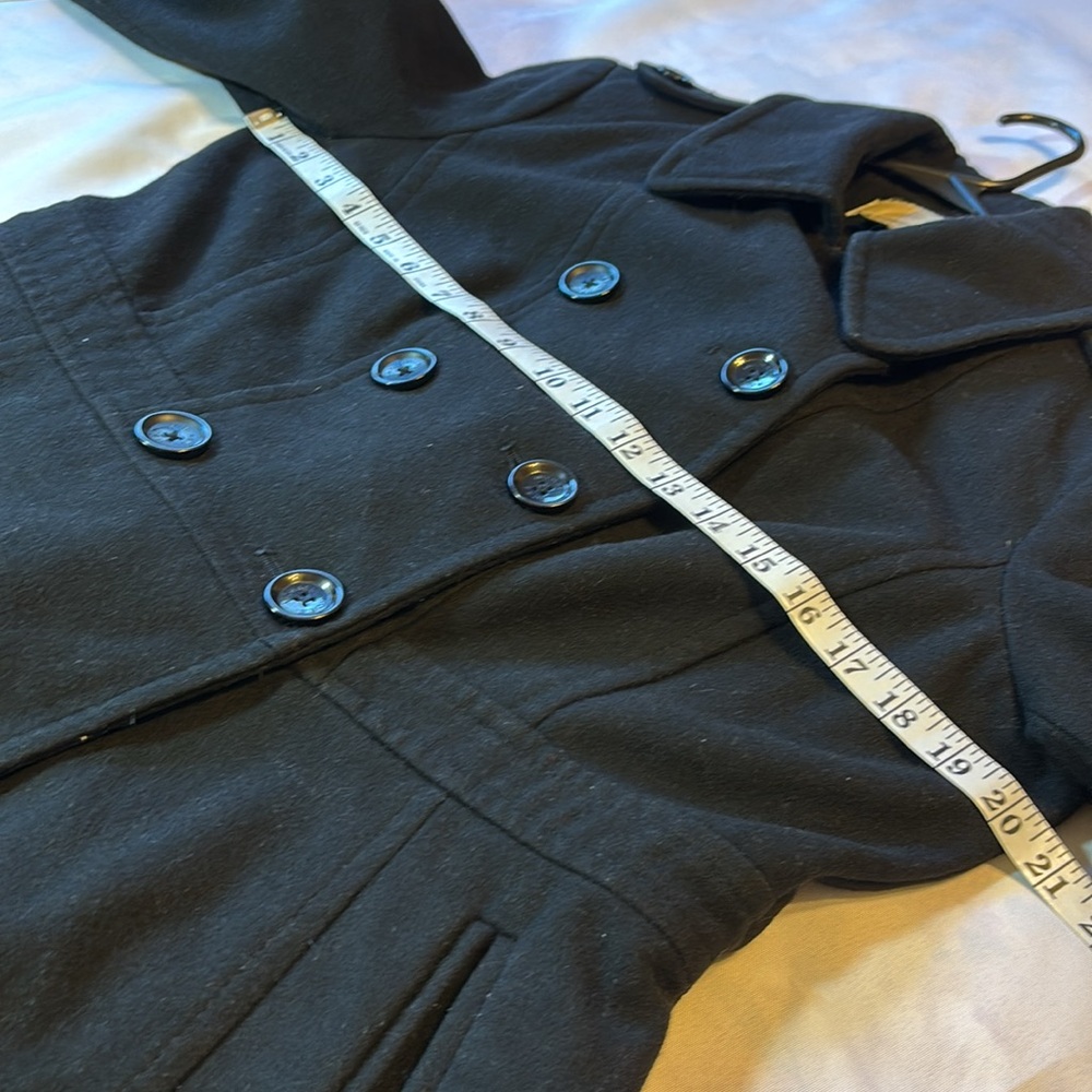 Michael Kors Black Wool Blend Double Breasted Peacoat Size Medium - Picture 14 of 16